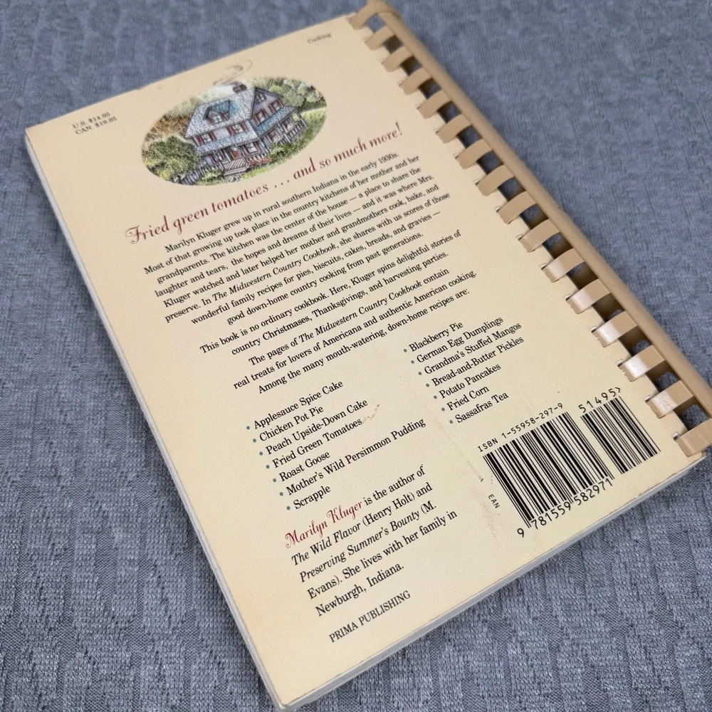 The Midwestern Country Cookbook by Marilyn Kluger - Red and Cream Cover